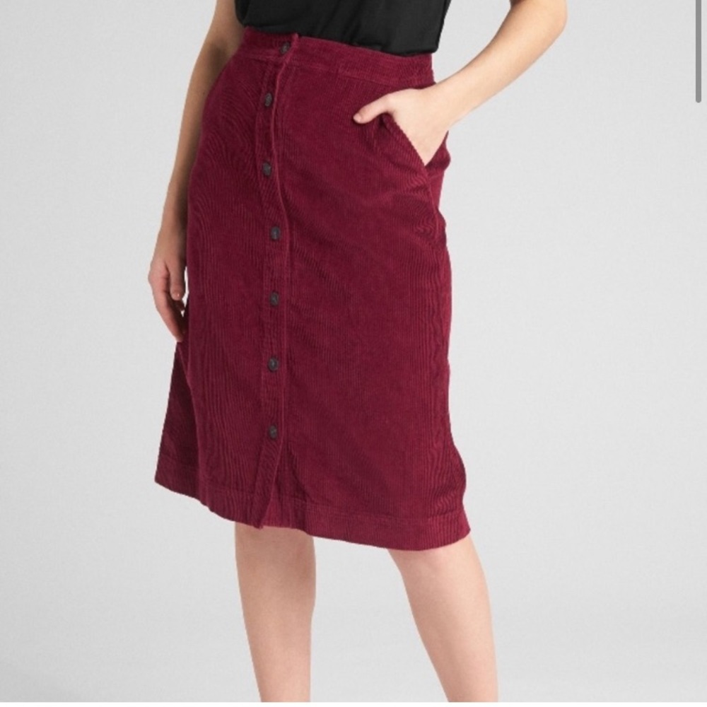 GAP Corduroy Button Front MIDI Skirt